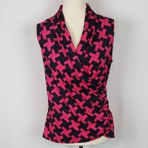 Sunny Leigh Sleeveless Pink & Black Geometric Prin